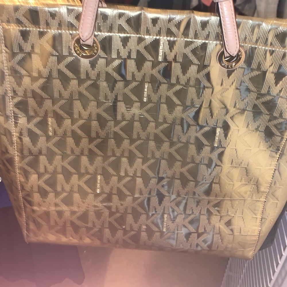 Michael Kors Glamorous Gold Shiny Tote Bag